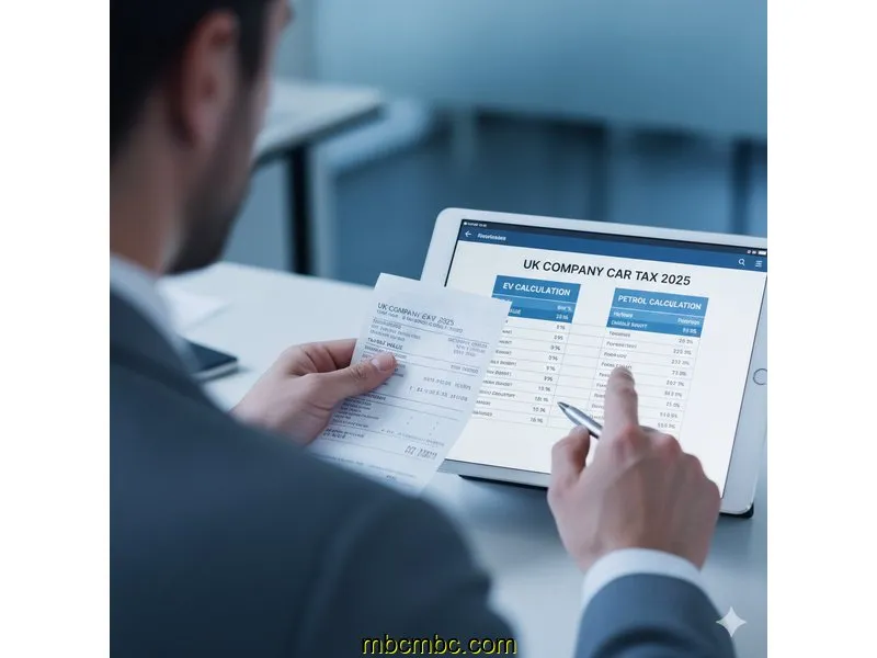 Ilustración para la guía de UK Company Car Tax 2025: An EV vs. Petrol Calculation Showdown